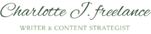 Logo reading: Charlotte J. freelance writer and content strategist